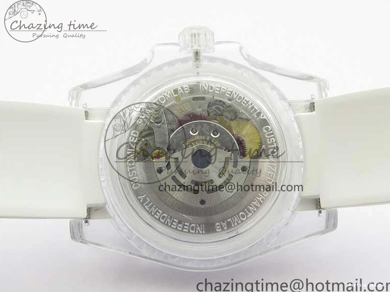 0518 Affordable Submariner Phantomlab Transparent KZF Best Edition Blue Space Dial on White Rubber Strap VR 2566